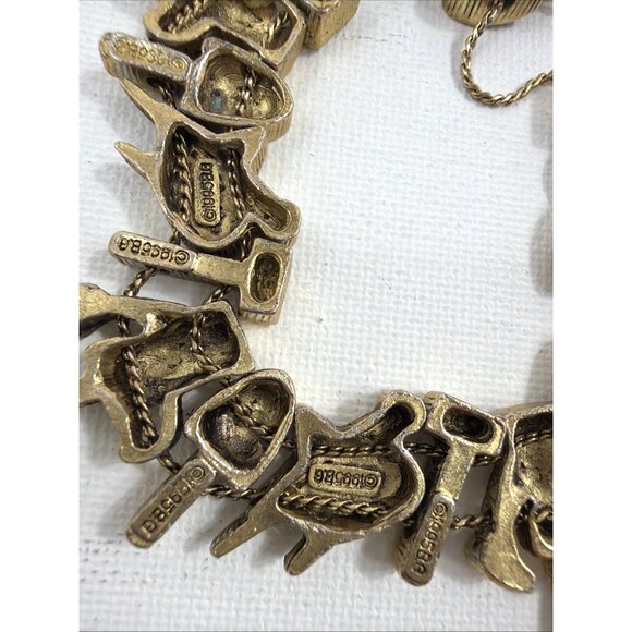 Vintage TOFA Gold Tone Charm Bracelets Lot Angels Moon Garden Tools Signed 1990s - Picture 11 of 11